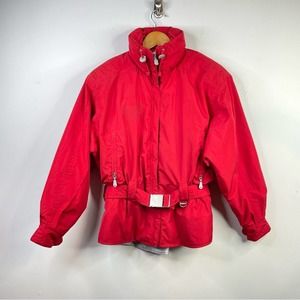 Vintage 80s 90s Kaelin Red Southwestern Belted Ski skiing Jacket Coat womens 6